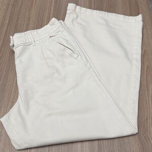 American Eagle Wide Leg Baggy Stretch Trouser Jeans Ivory Size 14